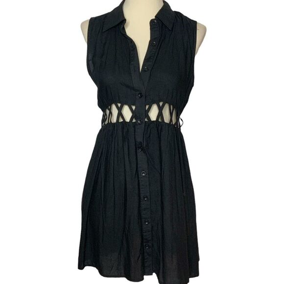 STARING AT STARS UO black lattice button front tunic dress size XS - Picture 3 of 11